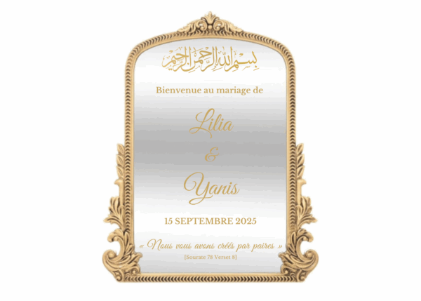 Miroir mariage bienvenue panneaux