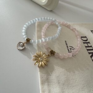 BRACELET TASBIH 33 perles - Rose ou blanc + pochon cadeau